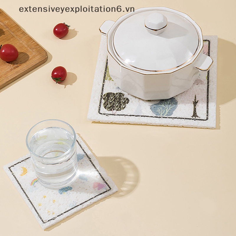[EE] Khăn Bông Nén Giấy Cotton Bột Gỗ Hoạt Hình Tẩy Dầu Làm Sạch.