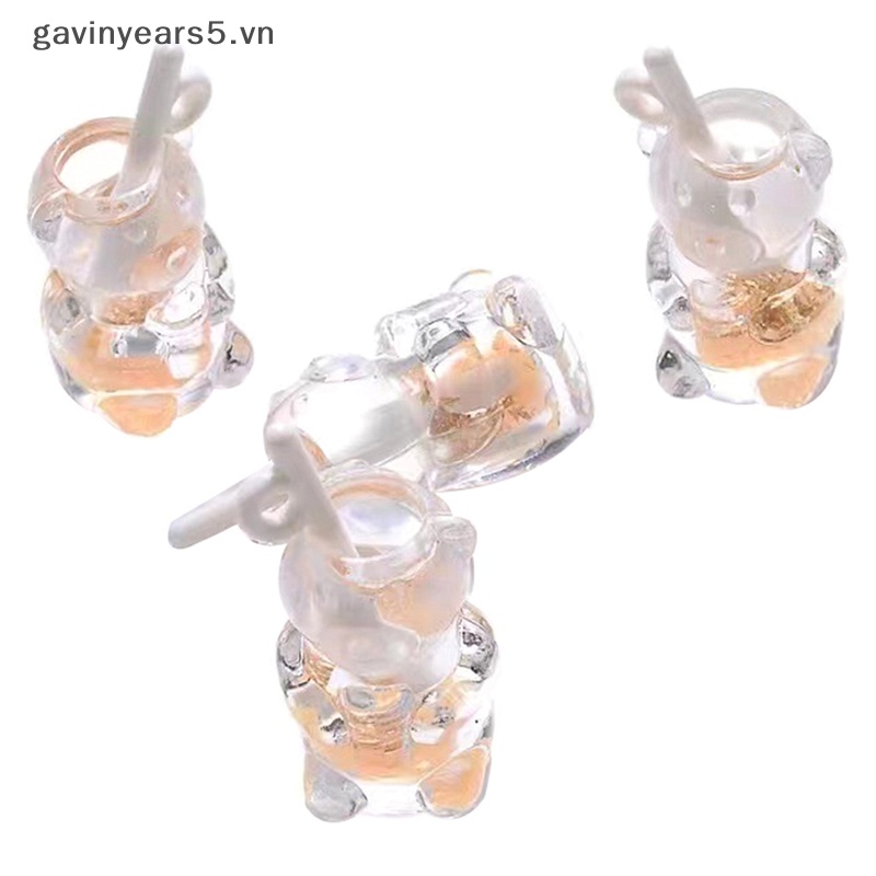 Set 5 Đồ trang trí Gấu Dạ Quang Bằng Nhựa Resin Trong Suốt DIY Trang Trí Nhà Cửa