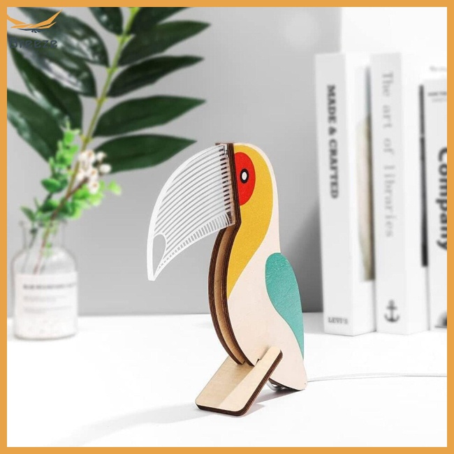 Đèn Ngủ Để Bàn Bằng Gỗ Hình Chim Cú / Chim Công Nhỏ Gọn Trang Trí Nhà Cửa
