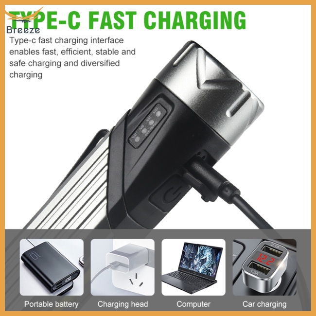 Đèn Pin Led Làm Việc Khẩn Cấp 90 Độ Sạc Usb Đa Năng Mang Đi Tiện Dụng