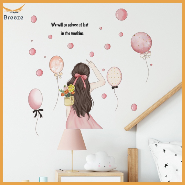 Sticker Dán Tường Họa Tiết Bong Bóng Lãng Mạn Tự Dính Trang Trí Phòng Ngủ