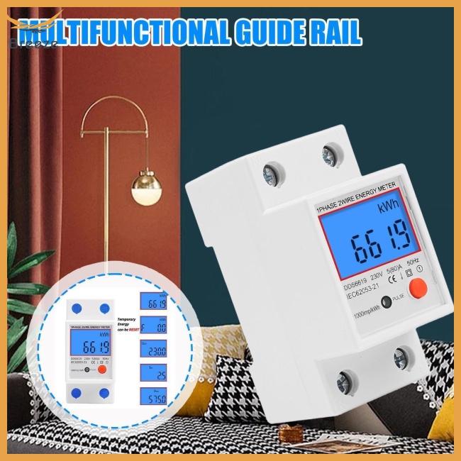 Đồng Hồ Đo Năng Lượng Điện Màn Hình Lcd 5a-80a 230v Đa Năng