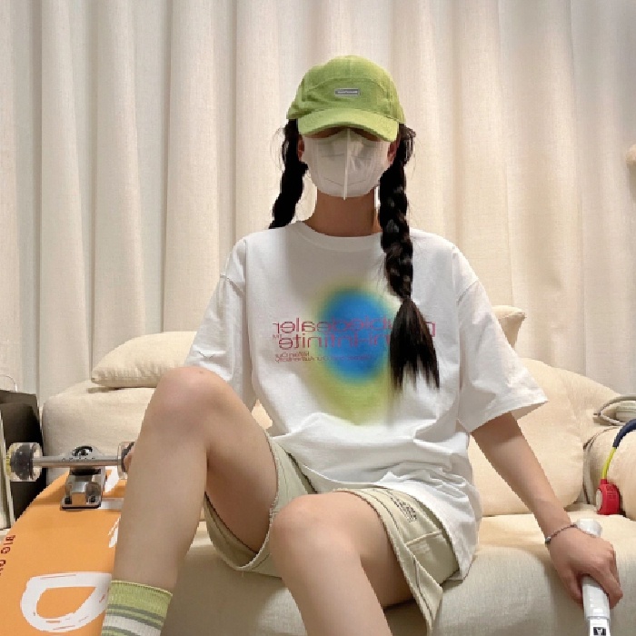 HIIXIIVI Áo Thun 100% Cotton Tay Ngắn Dáng Rộng In Họa Tiết Màu Sắc Độc Đáo Phong Cách Hàn Quốc Thời Trang Mùa