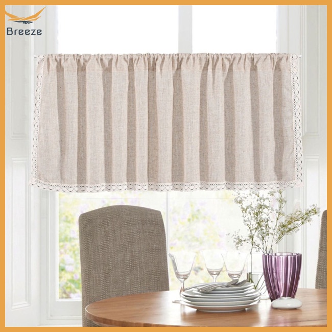 Rèm Cửa Ngắn Bằng Vải Lanh Phối Ren Chống Bụi Phong Cách Bắc Âu Cho Nhà Bếp / Cửa Sổ / Tủ Quần Áo