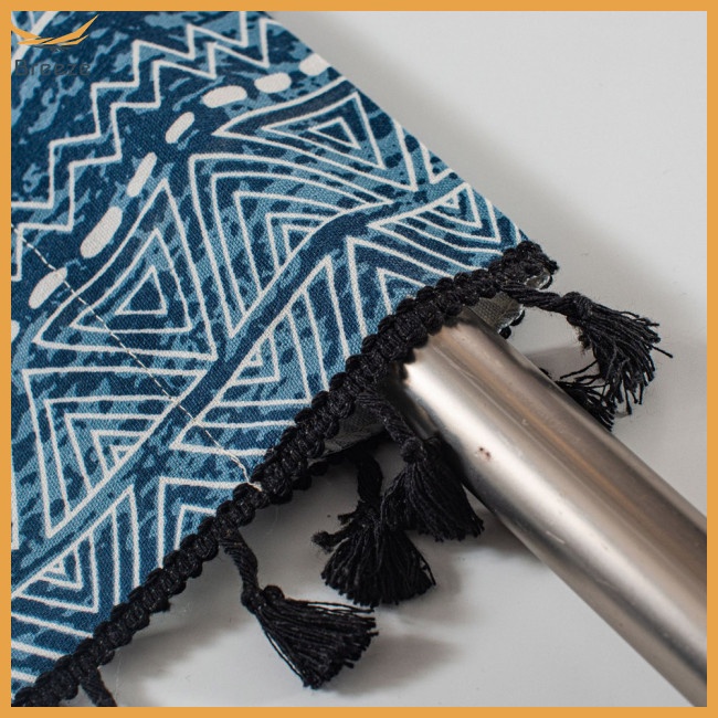 Rèm Cửa Vải Lanh Cotton Ngắn In Họa Tiết Hình Học Phối Tua Rua Trang Trí Cửa Sổ / Tủ Rượu