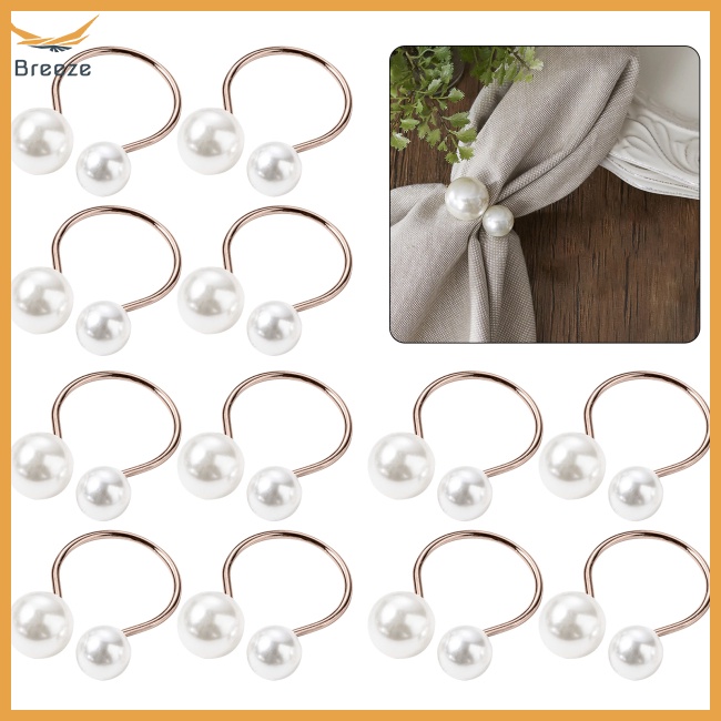Set 12 Vòng Nhẫn Giữ Khăn Ăn Đính Ngọc Trai Phong Cách Vintage Trang Trí Bàn Tiệc Cưới / Sinh Nhật