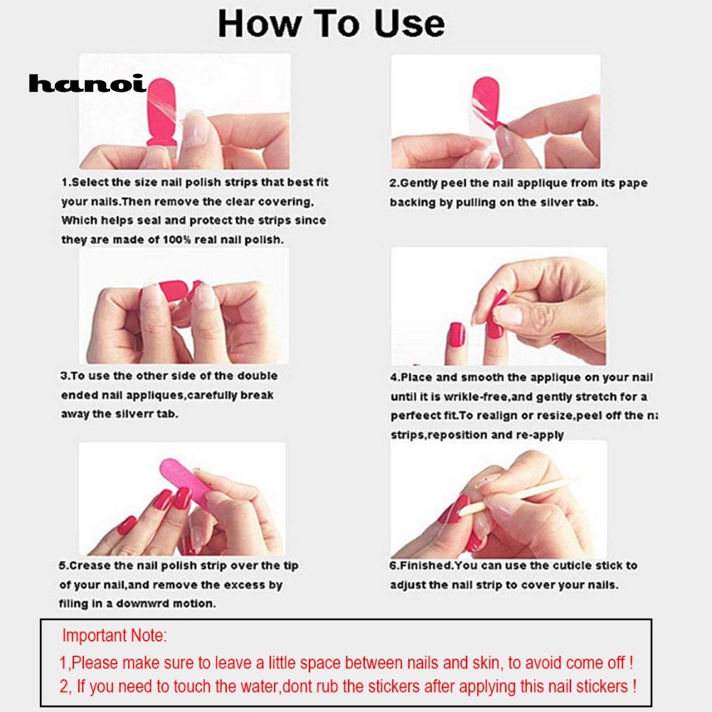 Set 8 Miếng Dán Móng Tay Chống Nước Màu Sắc Đơn Giản Tiện Dụng