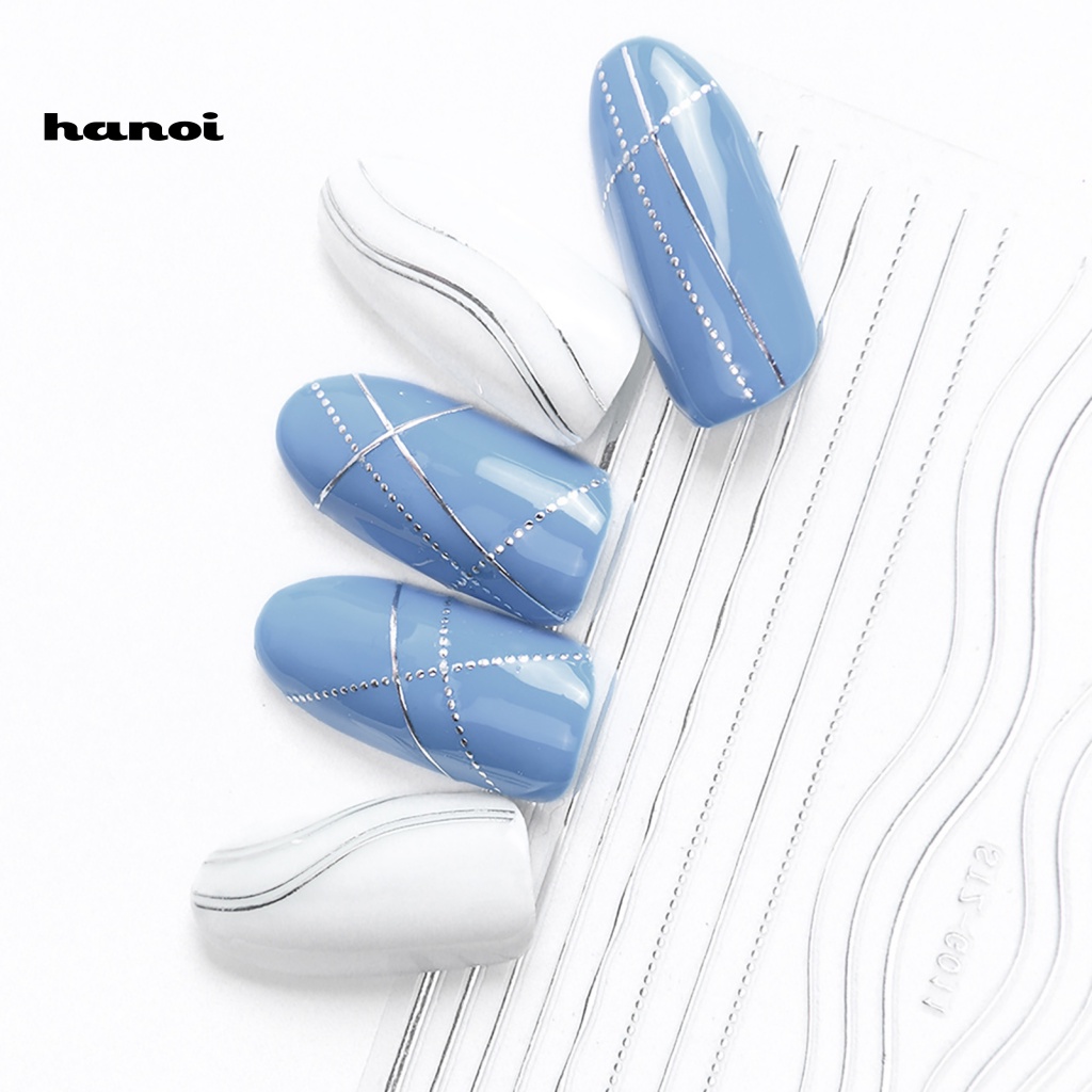 Miếng Dán Trang Trí Móng Tay Lâu Trôi Họa Tiết Hình Học Màu Vàng Kim