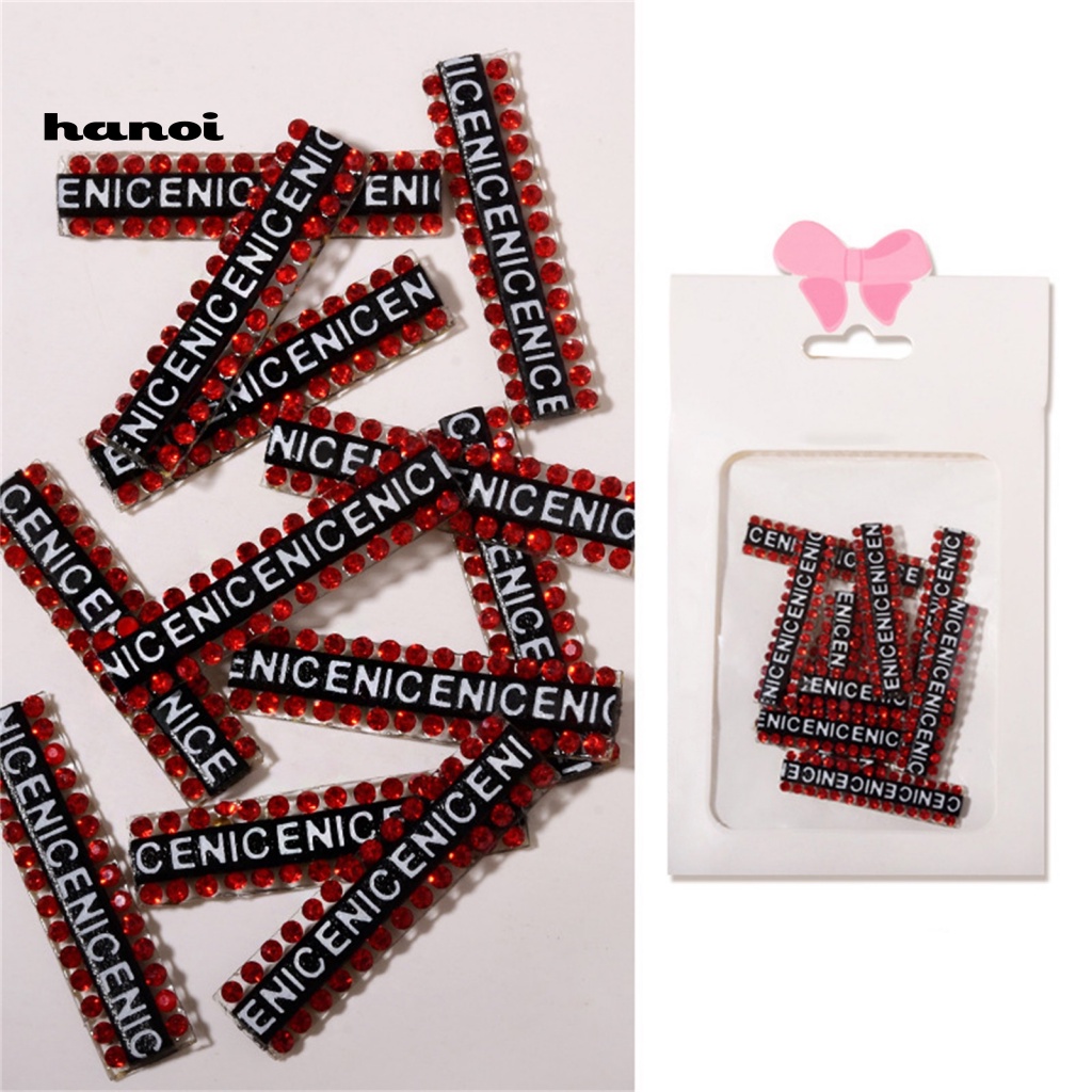 Bộ 12 Miếng Dán Trang Trí Móng Tay Chống Rơi In Chữ Lấp Lánh Dễ Sử Dụng