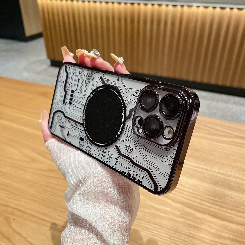 Ốp Điện Thoại Cứng Trong Suốt Chống Sốc Kèm Bảng Mạch Nam Châm Cho iPhone 11 12 13 14 Pro Max