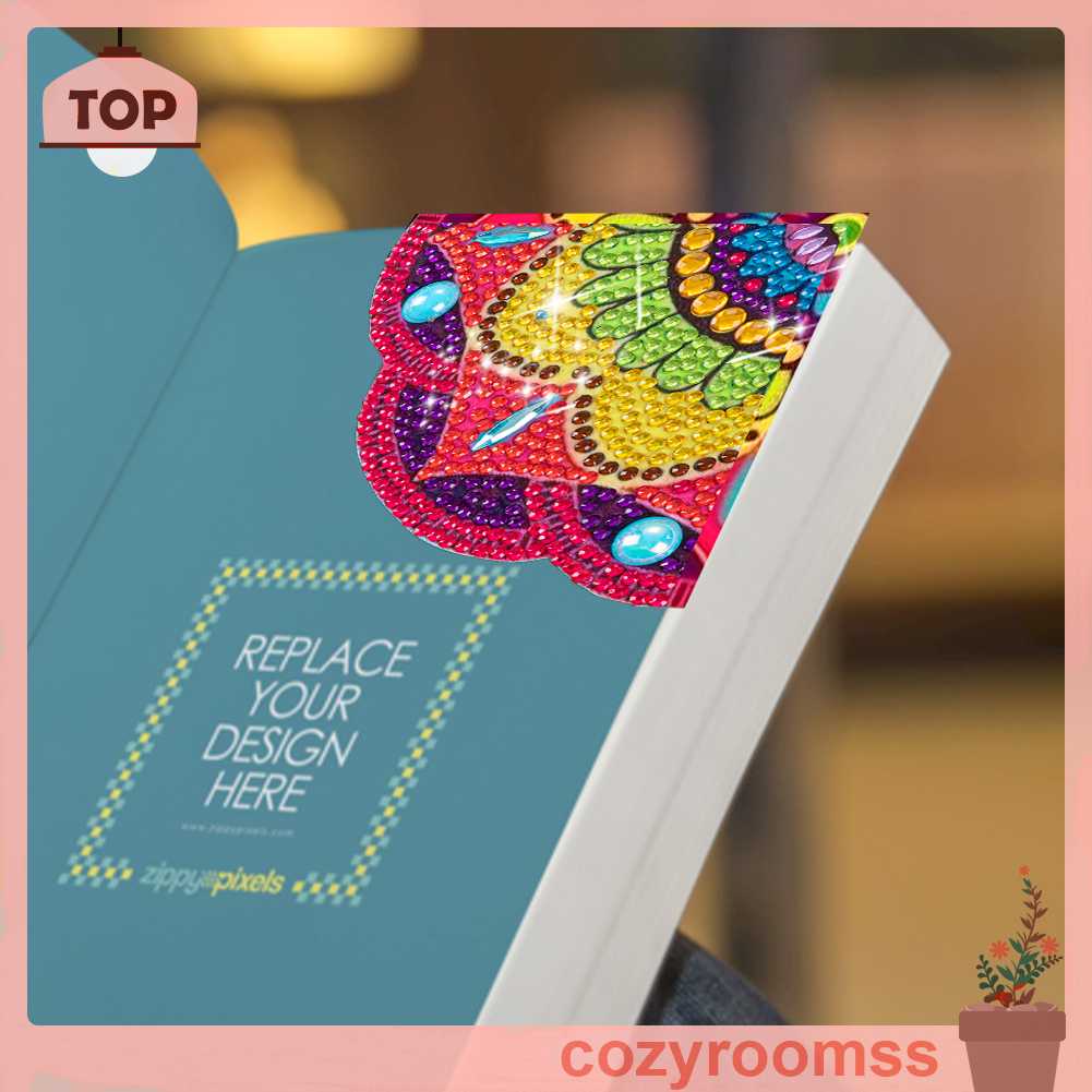 Thẻ Đánh Dấu Trang Sách Hình Tam Giác Đính Đá 5D DIY