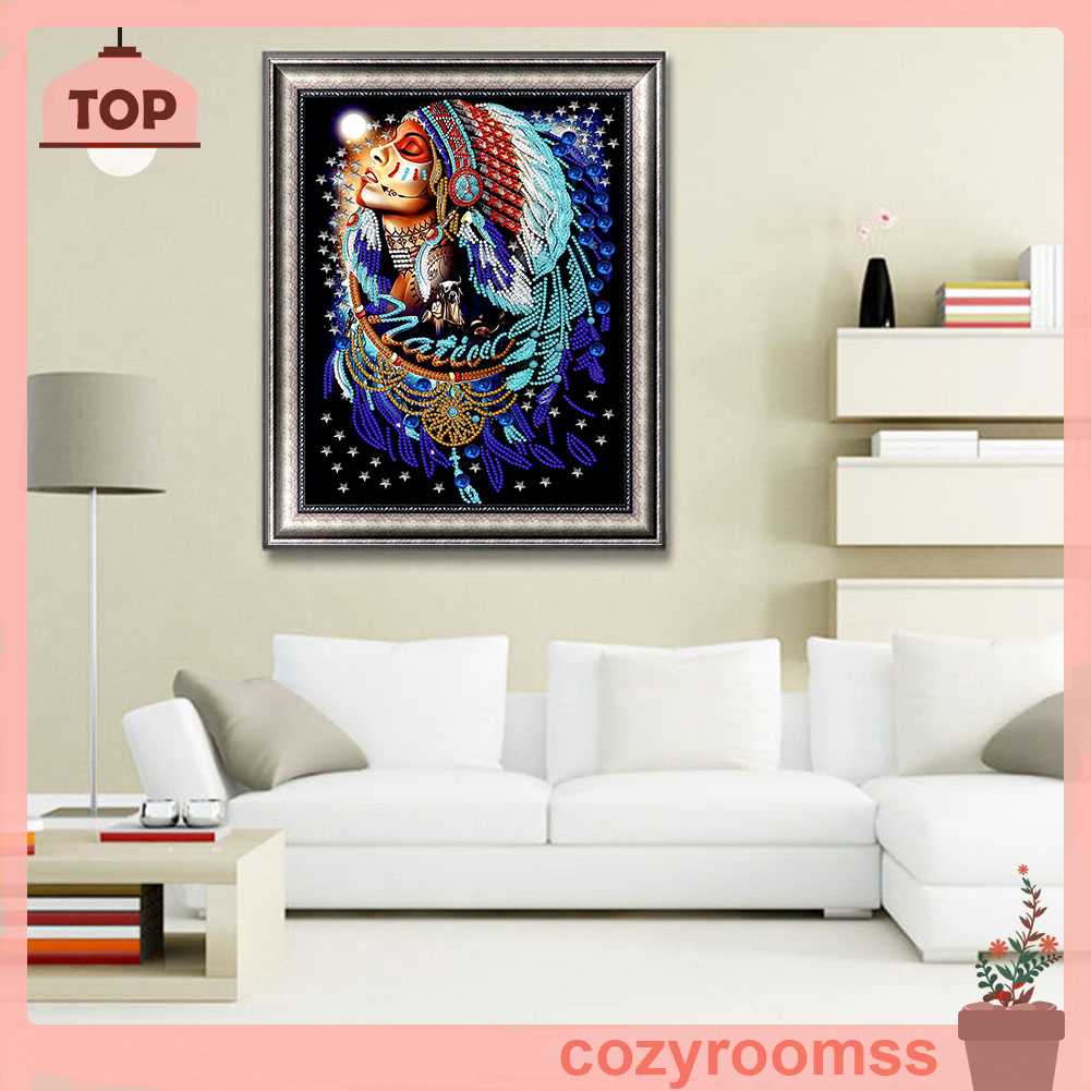 Tranh Đính Đá 5D DIY Họa Tiết Dreamcatcher Ấn Độ Để Trang Trí Nhà