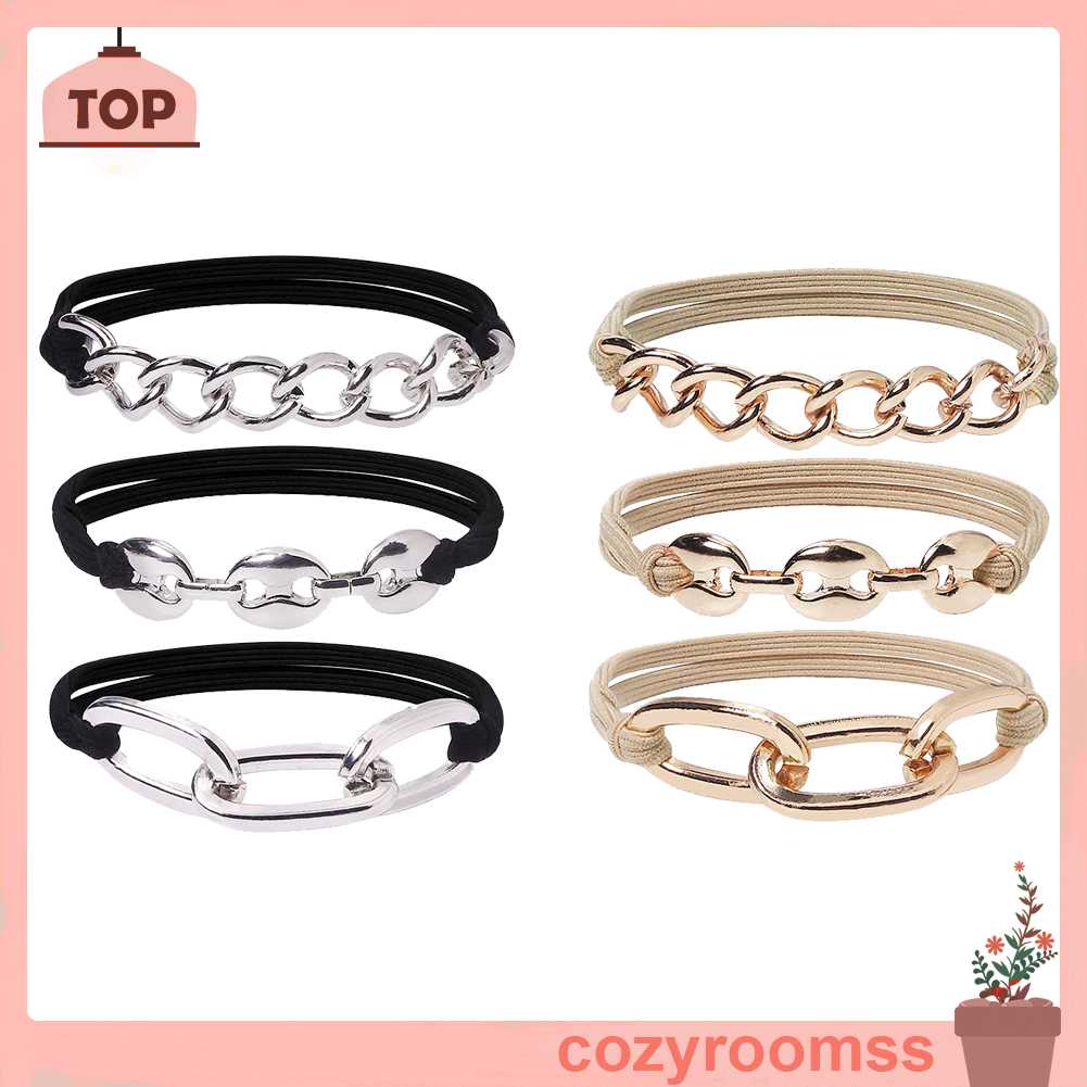 Set 3 Dây Cột Tóc Co Giãn 2 Trong 1 Thời Trang Cho Nữ