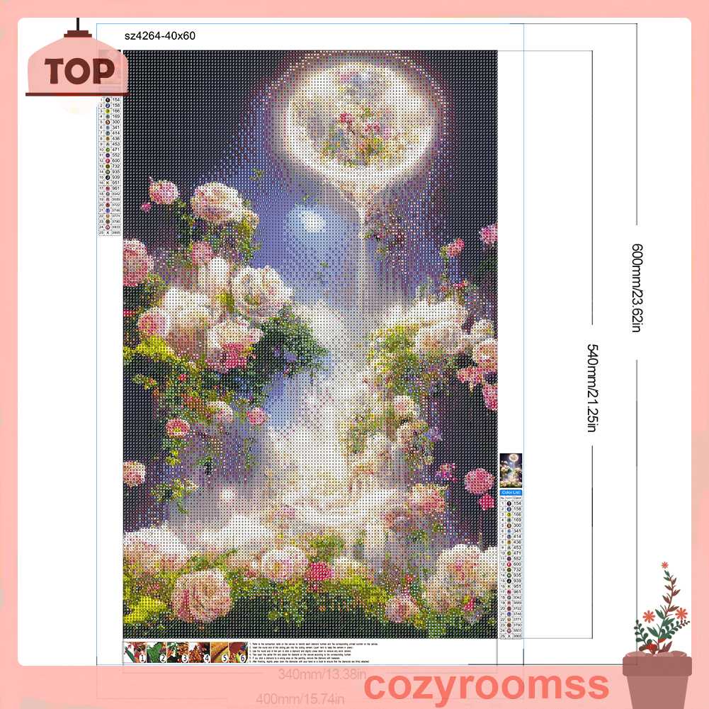 Tranh Đính Đá Kim Cương Toàn Bộ 5D DIY Hình Vẽ Hoa Hồng