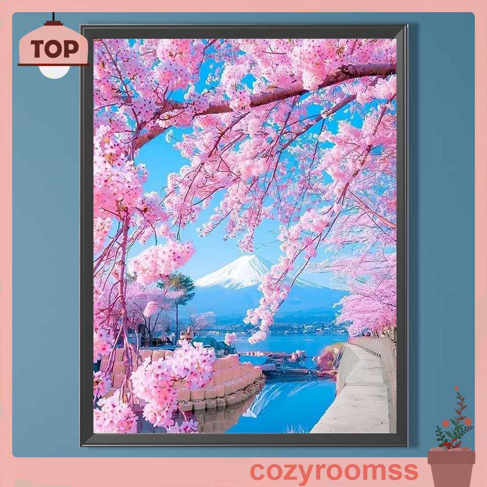 Tranh Đính Đá Kim Cương Toàn Bộ 5D DIY Hình Vẽ Cây Anh Đào