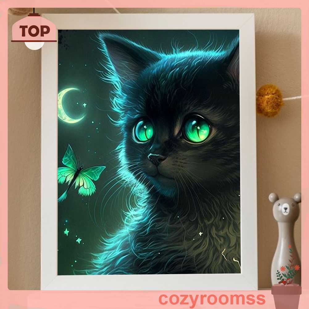 Tranh Đính Đá Kim Cương Toàn Bộ 5D DIY Hình Vẽ Mèo Trang Trí Nhà Cửa