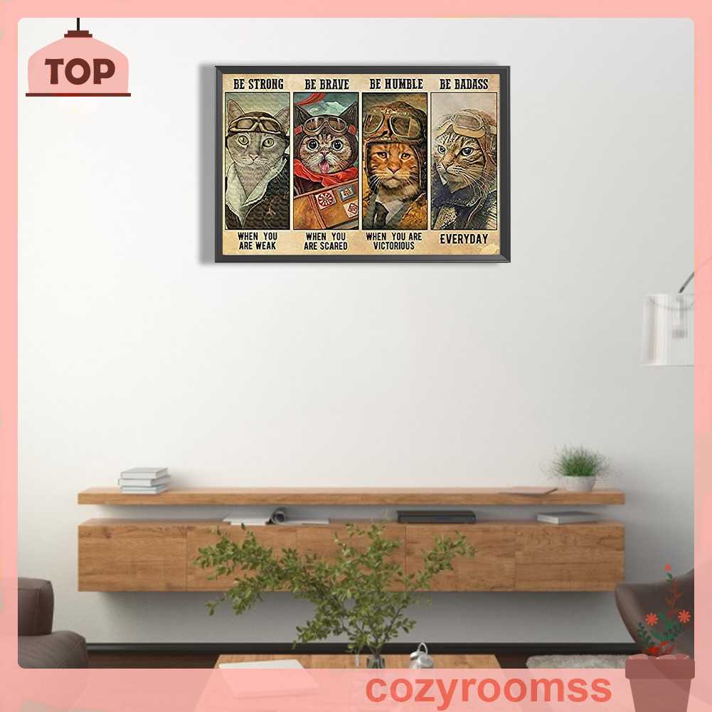 Tranh Đính Đá Kim Cương Toàn Bộ 5D DIY Hình Vẽ Mèo Trang Trí Nhà Cửa