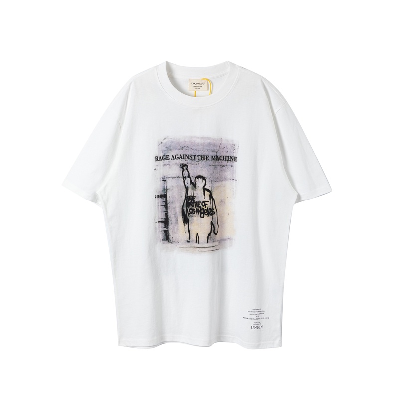 F &amp; O &amp; G88- Áo Thun Tay Ngắn In Mực Trắng Cổ Điển VTG