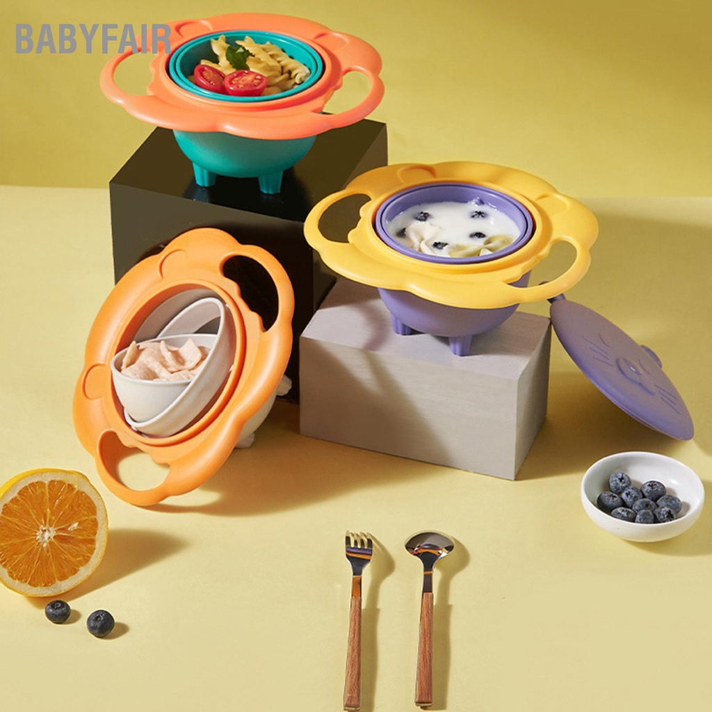 Babyfair Trẻ Em Xoay Bát Chống Tràn Cho Ăn 360 Độ Bộ Đồ Bé Tập Đi Không