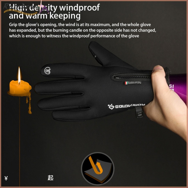 Găng Tay Trượt Tuyết Mùa Đông Phủ Lông Cừu Dày Dặn Ấm Áp Có Khóa Kéo Có Thể Chạm Màn Hình Cảm Ứng Dành