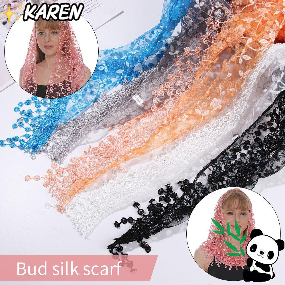 Khăn Choàng Cổ Dài Phối Ren Thời Trang Cho Nữ Ốp