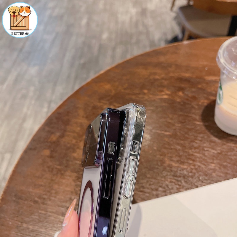 Ốp Điện Thoại PC Cứng Trong Suốt Chống Sốc Từ Tính Bảo Vệ Ống Kính Máy Ảnh Cho IPhone 12 13 14 Pro Max 7 8 Plus X XR Xs Max