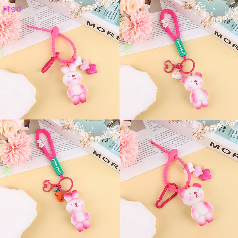 {Ffsd} Móc Khóa Hoạt Hình Thỏ Gấu Hồng Đáng Yêu Trang Trí Ba Lô / Ô Tô * Bán Chạy