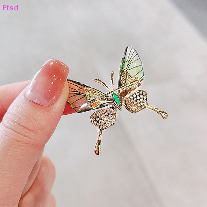 {Ffsd} Ghim Cài Áo Đính Đá Pha Lê Hình Bướm Tráng Men Thời Trang Trang Trí Khăn Choàng / Khăn Quàng Cổ * Bán Chạy