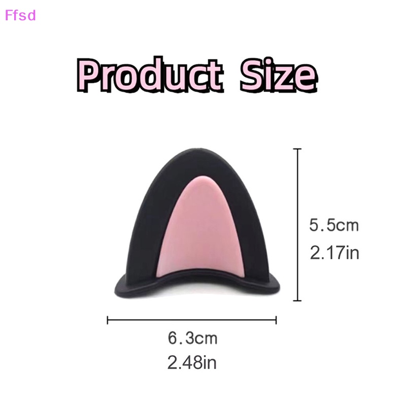 {Ffsd} Bộ 2 Sticker Dán Trang Trí Xe Hơi / Mũ Bảo Hiểm Hình Tai Mèo Dễ Thương