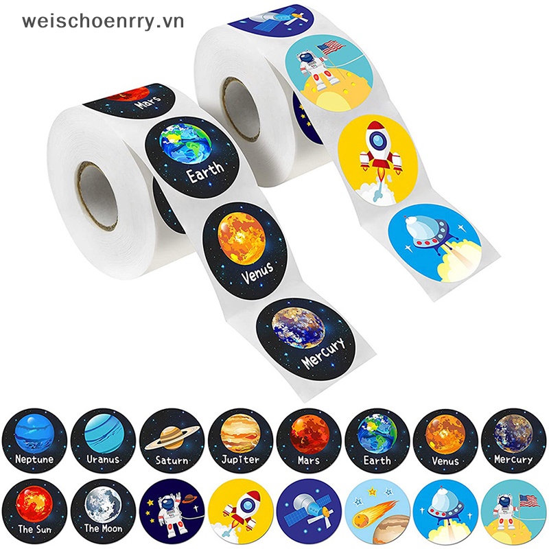 Cuộn 500 Nhãn Dán Hình Hành Tinh Không Gian Đồ Chơi Cổ Điển Cho Bé