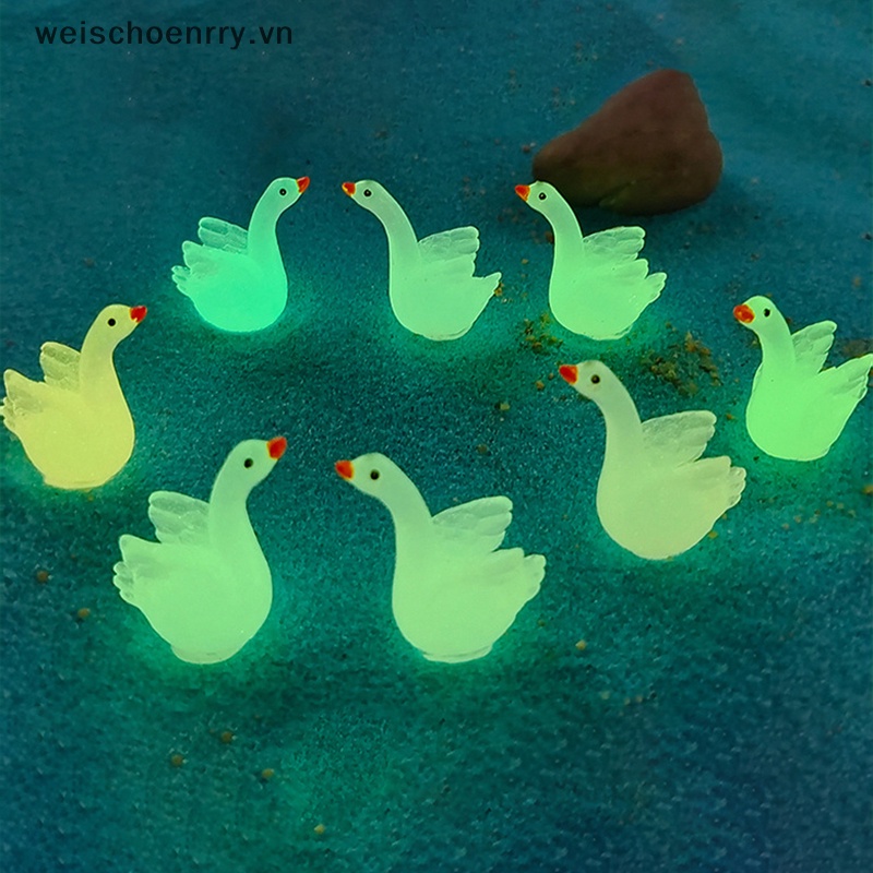 Set 2 Tượng Thiên Nga Hoạt Hình Bằng Nhựa Resin Trang Trí Tiểu Cảnh