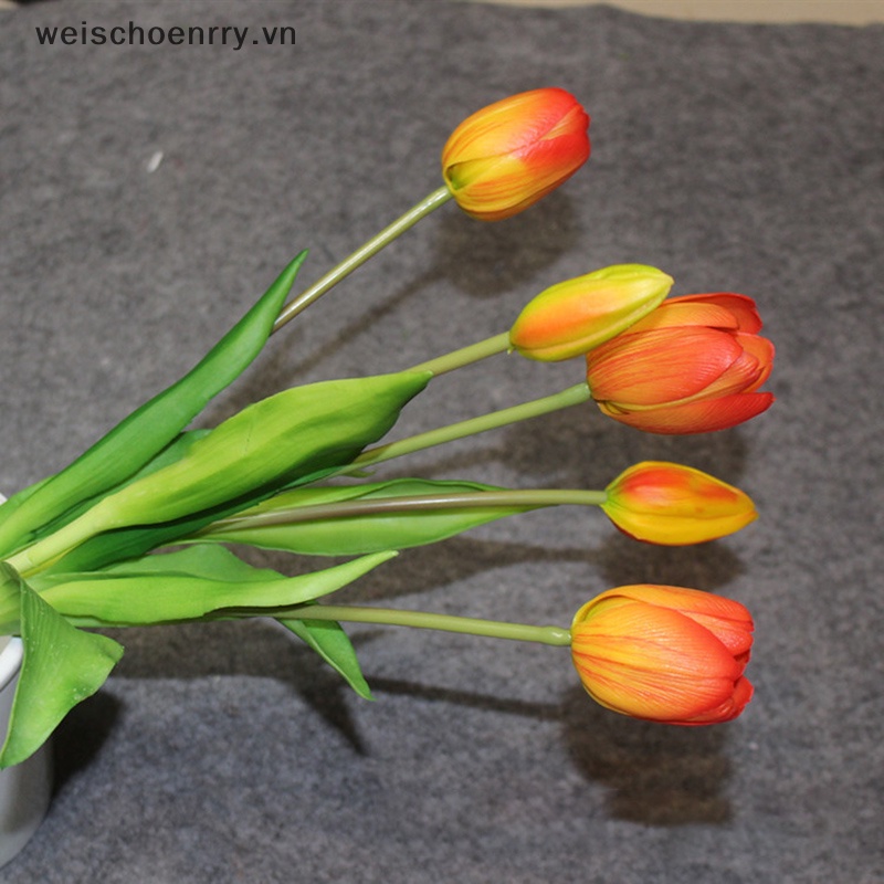 Bó Hoa Tulip Nhân Tạo Bằng Silicone Cho Trang Trí
