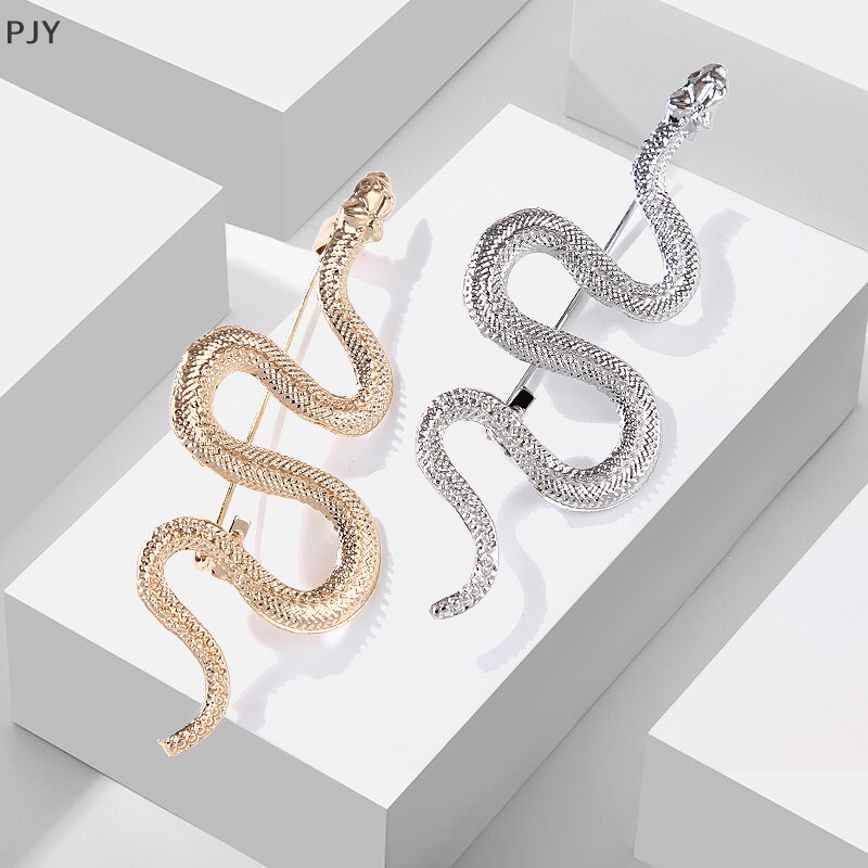 Ghim Cài Áo Kim Loại Hình Rắn Phối Màu Vàng Độc Đáo Thời Trang