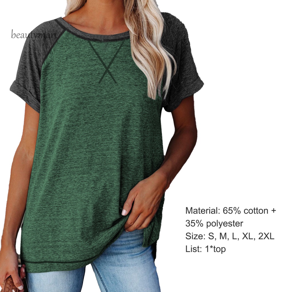 Áo Thun Raglan Tay Ngắn Dáng Rộng Màu Sắc Khối Lập Phương Thời Trang Mùa Hè Dành Cho Bạn Nữ