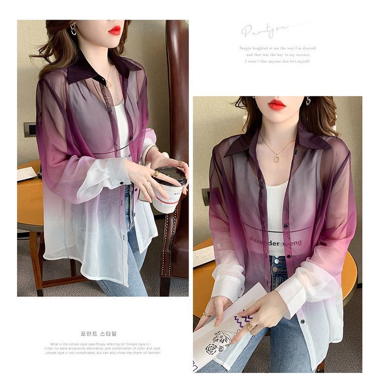Áo Khoác Cardigan Chống Nắng Dáng Rộng Màu Gradient Mới Cho Nữ