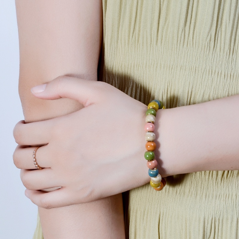 Vòng Tay Chuỗi Hạt Gốm Mặt Vuông / Trái Tim Thời Trang Cho Nam Và Nữ