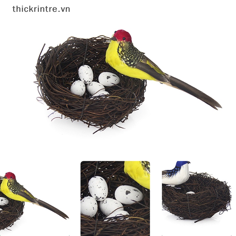 1 Bộ Mô Hình Chim Giả 16cm Trang Trí Sân Vườn