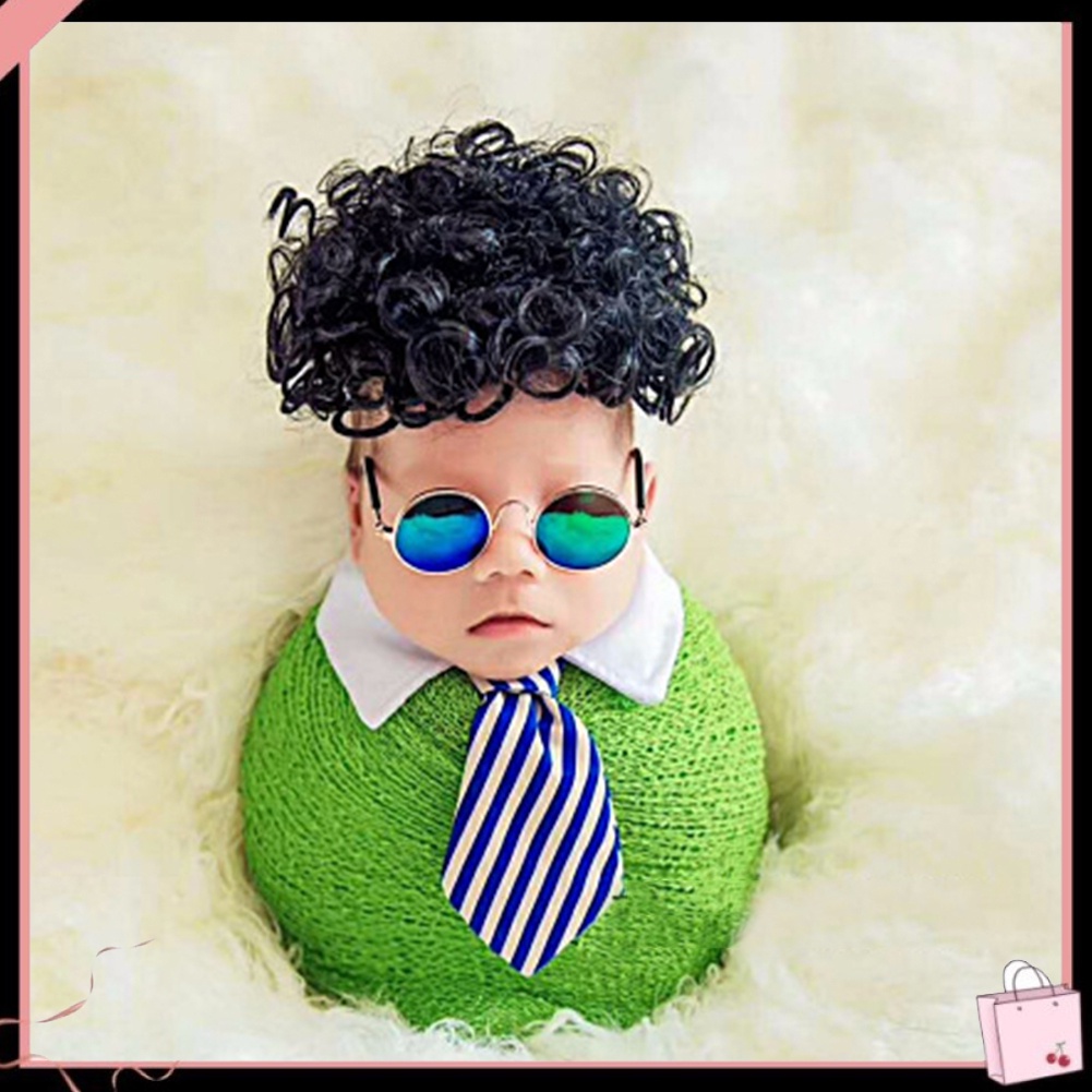 Kính Mát Tròn Gọng Kim Loại Chống Tia UV400 Dùng Làm Đạo Cụ Chụp Ảnh Cho Bé Sơ Sinh