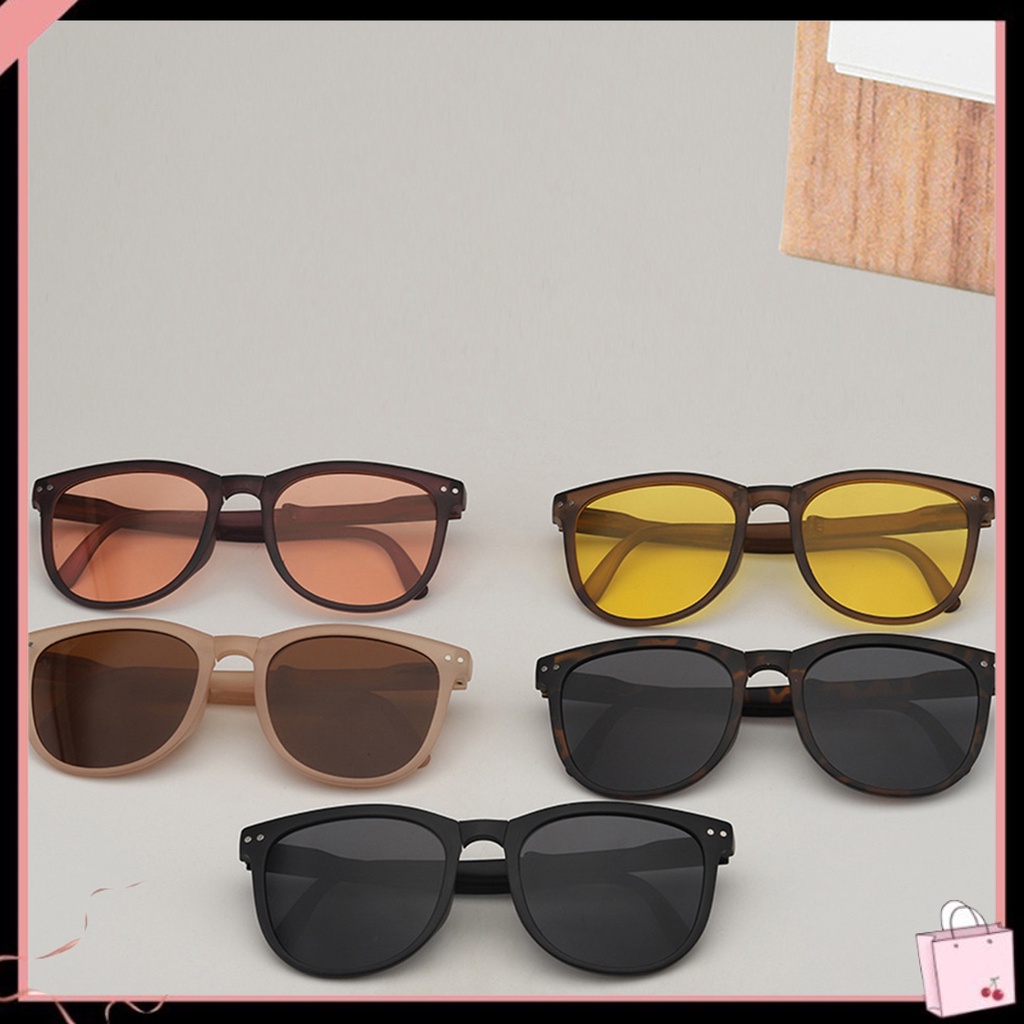 1 Bộ Kính Mát Gọng Nhỏ Chống Tia UV Màu Trơn Thời Trang Kèm Hộp Đựng Cho Nữ