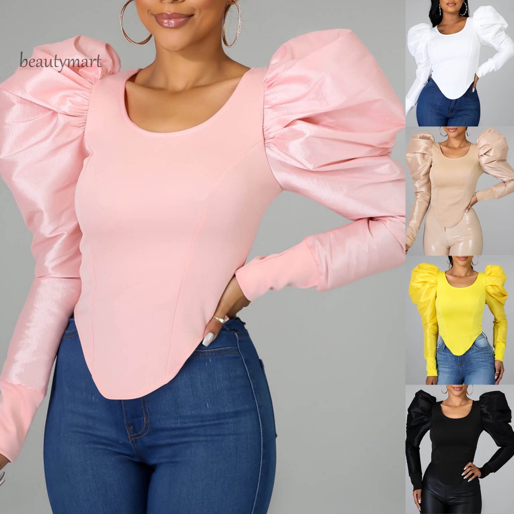 Áo Kiểu Tay Phồng Dáng Ôm Thời Trang Xuân Hè Xinh Xắn Cho Nữ beautymartm1
