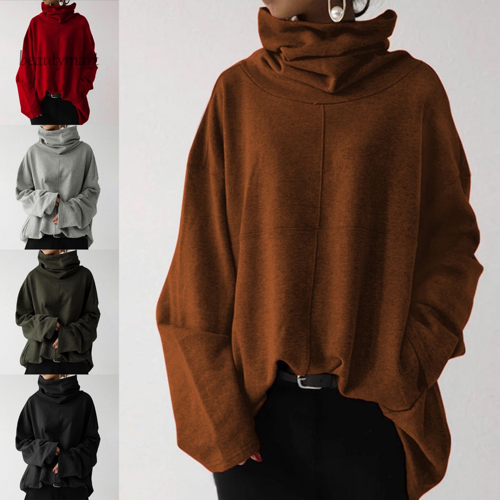 Áo Sweater Cổ Cao Dày Dặn Màu Trơn Thời Trang Thu Đông Dành Cho Nữ beautymartm1