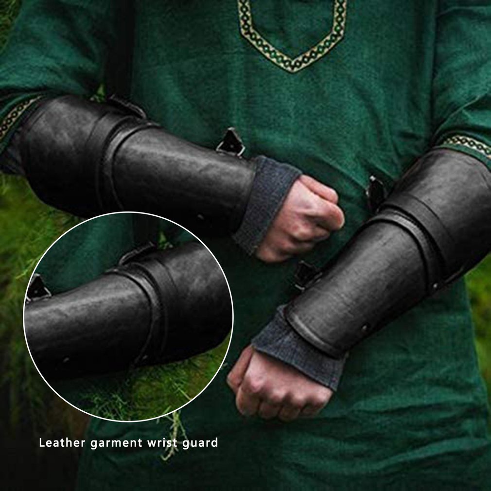 2Pcs Arm Cover Medieval Armorle Punk Gothic Artificial Leather Garment Role-Playing Halloween Wrist Guard [Q/4]