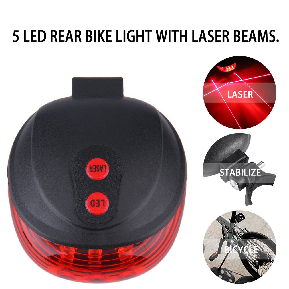 5 Led Cycling Bike Light 3 Modes Flash Safety Rear Lamp Waterproof Tailns Flashing For 26-32Mm Tube Diameter [Q/7]