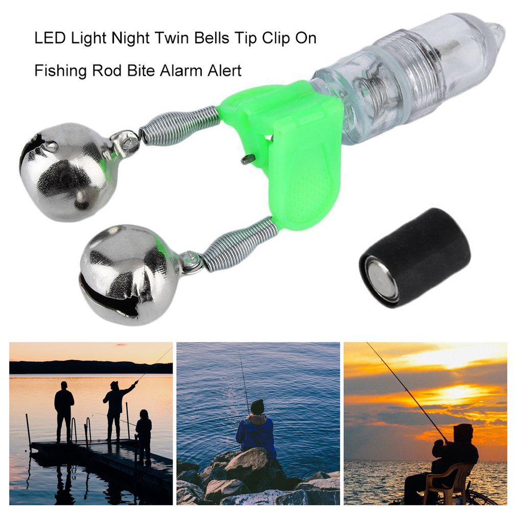 Led Light Universal Night Twin Bells Tip Clip On Fishing Rod Bite Alarm Alert Accessories Fish Bait Alarming Lights [Q/15]