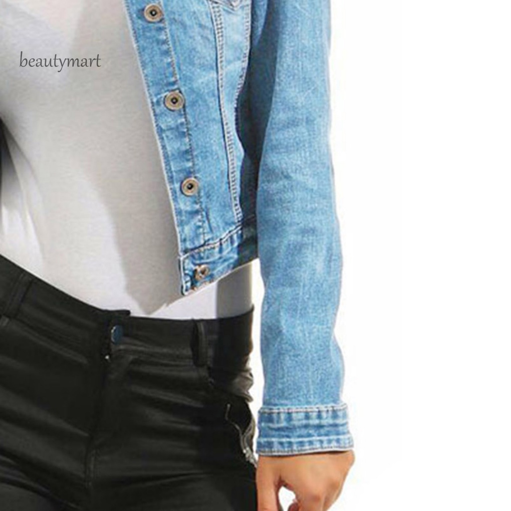 Áo Khoác Denim Tay Dài Màu Sắc Trơn Thời Trang Thu Đông Dành Cho Nữ beautymartm1