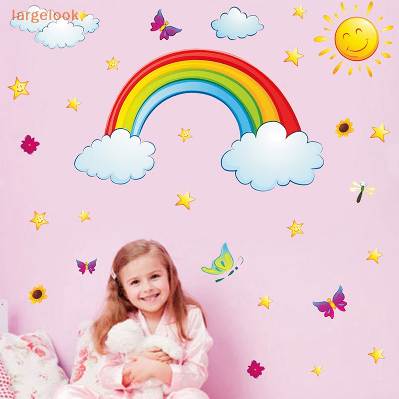 [Lớnlook] Hình Dán Tường Trang Trí Phòng Hình Bướm Đám Mây Mưa Sao Lấp Lánh Xinh Xắn