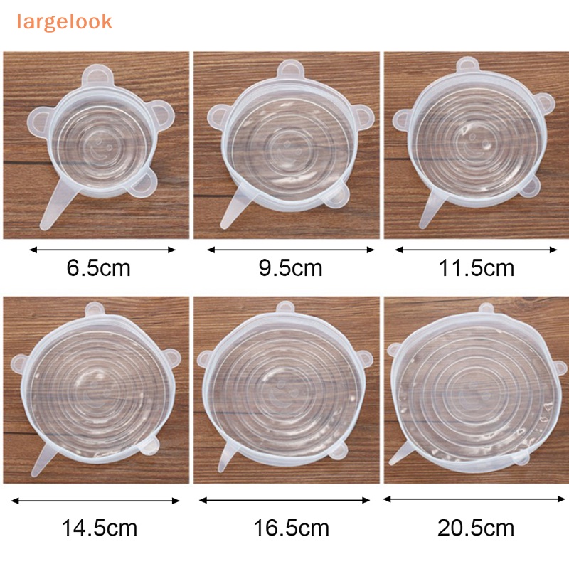 Bộ 6 Nắp Đậy Tô Chén Bằng Silicone Co Giãn Tái Sử Dụng Được DIY