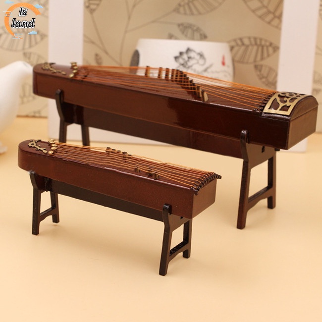 [IS] Tượng Gỗ Mini Guzheng Trang Trí Tiểu Cảnh Nhà Búp Bê
