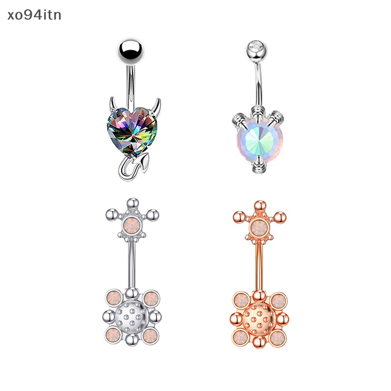 Khuyên Rốn Bằng Thép Không Gỉ Dát Đá Zircon