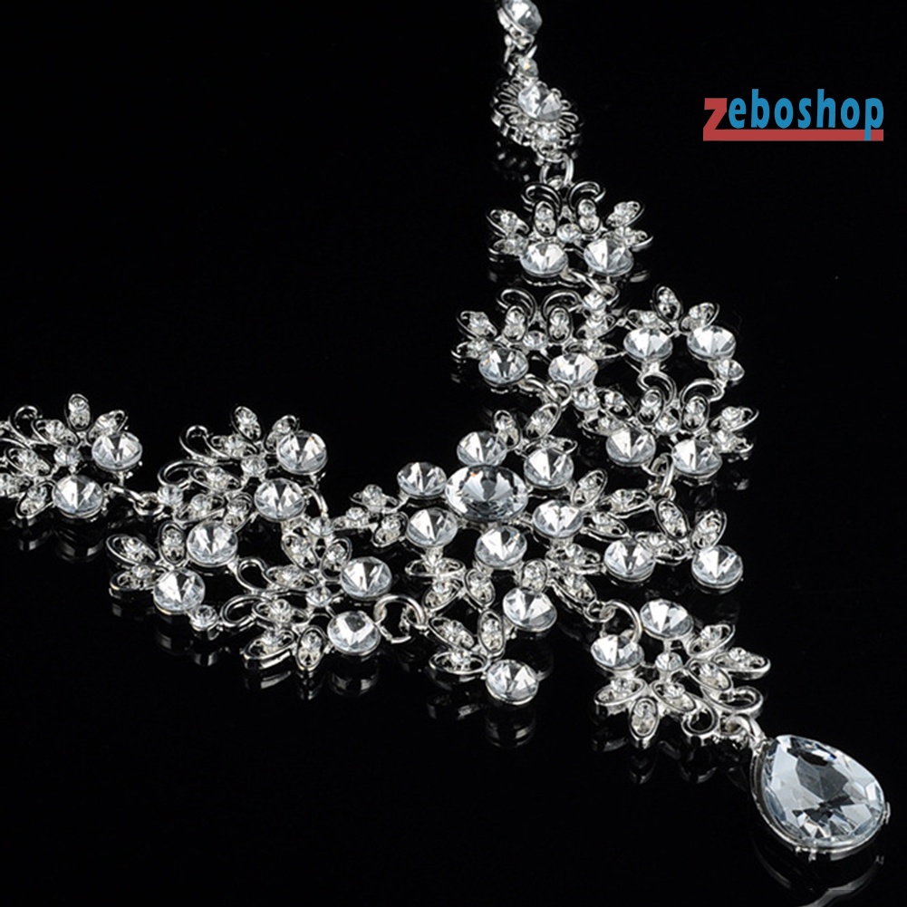 Bộ Vòng cổ + Bông Tai Đính Đá Hình Bướm &amp; Giọt Nước